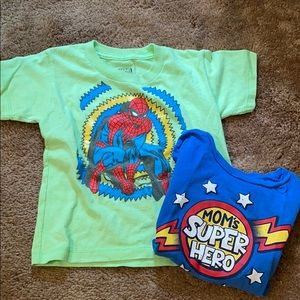 Set of 2 superhero shirt toddler 2t (marvel)